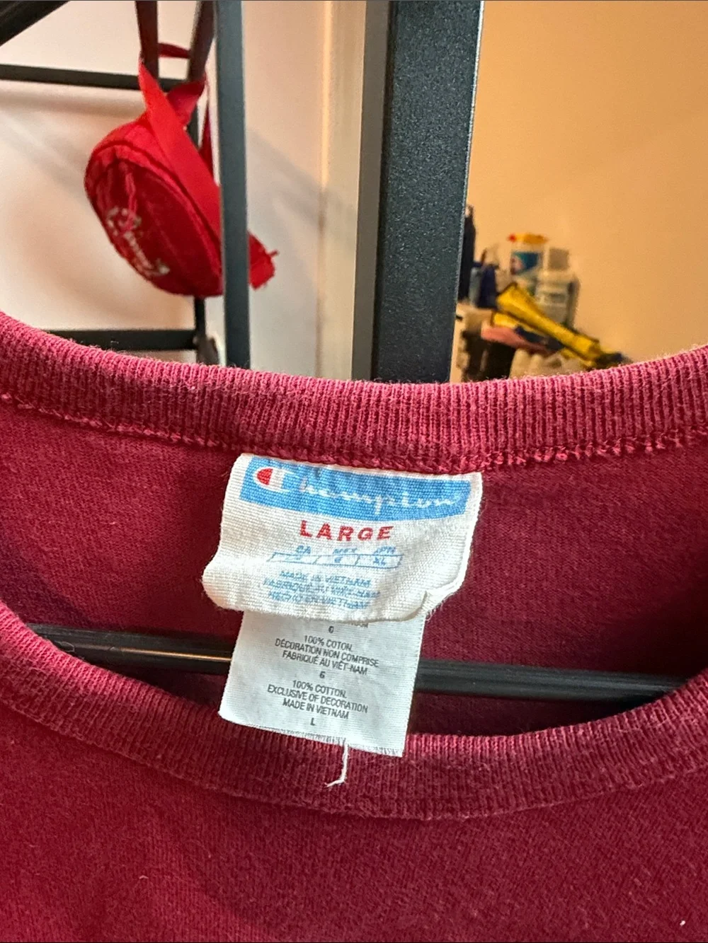 Champion Short Sleeve Logo Tee in Berry Red - Picture 2 of 3